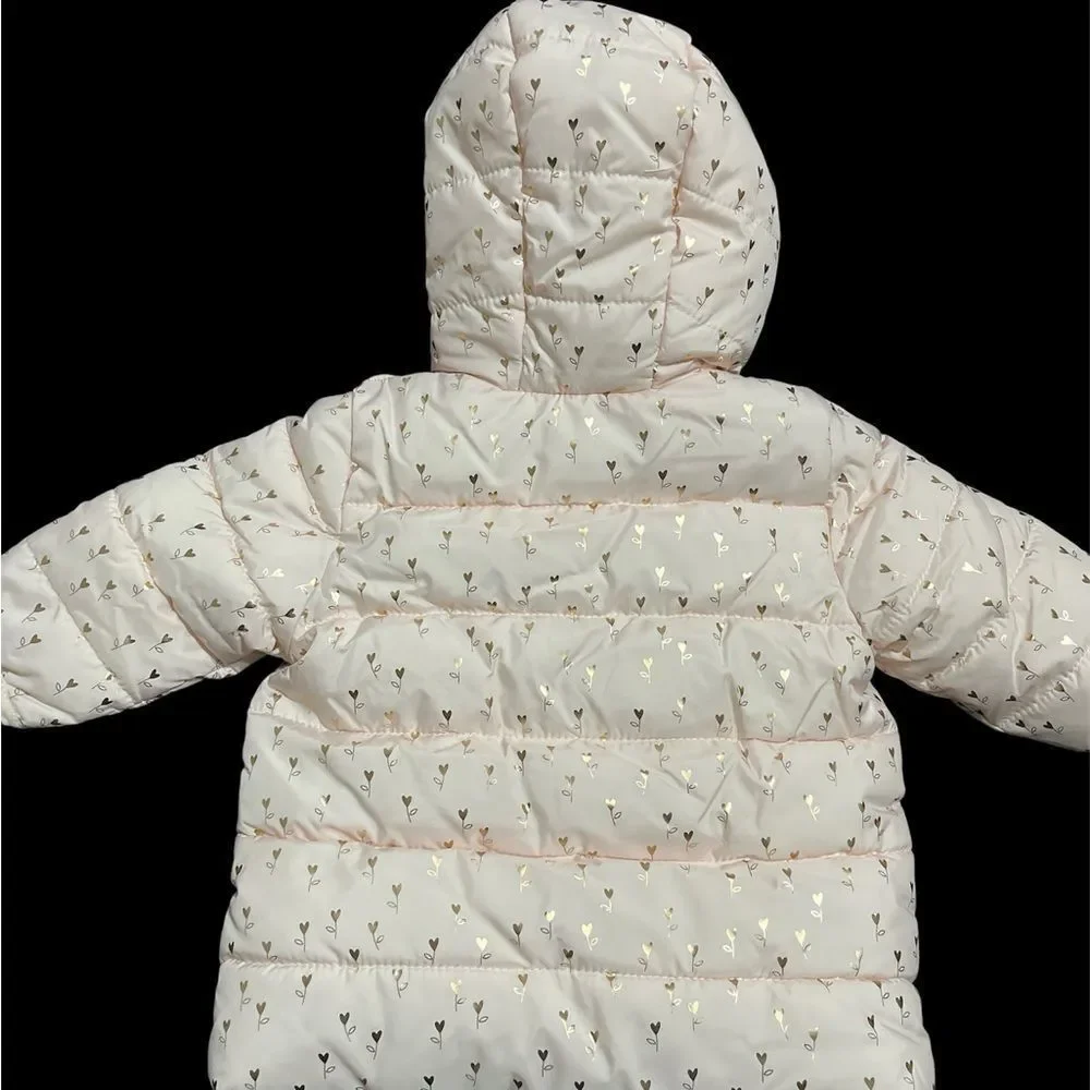 CARREMENT Pink and Gold Baby Puffer Jacket